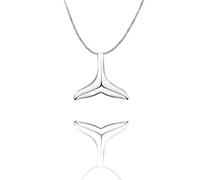 URBAN SHe° 925 Sterling Silver Whale Tail Fish Mermaid Charm Mermaid Tail Silver Studs Earrings women jewellery Necklace Pendant Set birthday gift Dolphin Maori (Necklace)