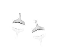 URBAN SHe° 925 Sterling Silver Whale Tail Fish Nautical Charm Mermaid Tail Silver Studs Earrings women jewellery Necklace Pendant Set birthday gift awareness Tribal Dolphin Maori (Earrings)