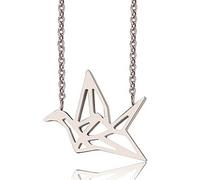 URBAN SHe° Sterling Silver Cut-Out Origami Crane Swan Sterling Silver Necklace Earrings (Necklace)