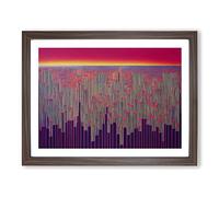 Urban Skyline Architecture Abstract H1022 Framed Print for Living Room Bedroom Home Office Décor, Wall Art Picture Ready to Hang, Walnut A4 Frame (34 x 25 cm)