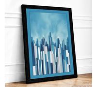 Urban Skyline at Dawn Modern Framed Wall Art Print A2 (59.4×42cm) Black, Wall Decor for Living Room, Bedroom, Office & Home, Ready to Hang, Art Gift