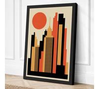 Urban Skyline Rising Art Deco Canvas Wall Art Print 24x16 Inch