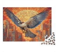 Urban soaring eagle paper 1000 piece puzzle for adults, educational city scenery jigsaw, wall art decor 52x38cm/1000pcs