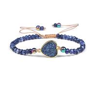 URBAN SPARKS Adjustable Natural Stone Bracelet for Women - Handmade Macrame Bracelet with Sparkling Druzy Pendant, Friendship & Boho Jewellery, Mittelgroße, Stone, No (3)
