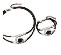 URBAN SPARKS Bohemian-style Retro Casual Jewelry Set with Spiral Snail-shaped Acrylic Gems: Women's Necklace and Bracelet Combination, Mittelgroße, Leather, no
