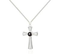 URBAN SPARKS Crucifixion Necklace 'Dich ich Liebe' 100 Languages Engraving, Love Necklace for Girlfriend, Gifts for Women, Mother's Day, Valentine's Day, Christmas Day, Mittelgroße, Bronze (silver)