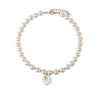 URBAN SPARKS Elegant Pearl Collar for Cats and Dogs - Adjustable Pet Necklace with Rose Pendant, Vintage Jewellery Collar for Small Pets (Black, M (30-35 cm)