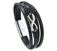 URBAN SPARKS Men's Multilayer Leather Bracelet - Genuine Braided Leather with Silver Infinity Decoration, Magnetic Clasp, Vintage & Fashion Men's Bracelet, Mittelgroße, Leather, No