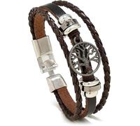 URBAN SPARKS Retro Leather Bracelets Braided Brown Black Braided Leather Bracelet for Men Women 20 cm, One Size, No Gemstone