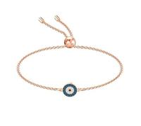 URBAN SPARKS Round Evil Eye Bracelet for Women - Adjustable Slider Bracelet with Crystals, Turkish Nazar Protection Eye Bracelet in Gold or Silver, Fashion Jewelry Gift