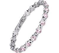 URBAN SPARKS Round women's bracelet with cubic zirconia, adjustable chain, elegant and classic jewellery, a perfect Valentine's Day gift for women, Mittelgroße, Silver, no. (pink)