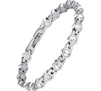 URBAN SPARKS Round women's bracelet with cubic zirconia, adjustable chain, elegant and classic jewellery, a perfect Valentine's Day gift for women, Mittelgroße, Silver, no. (white)