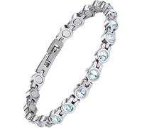 URBAN SPARKS Round women's bracelet with cubic zirconia, adjustable chain, elegant and classic jewellery, a perfect Valentine's Day gift for women, Mittelgroße, Silver, no. (blue)
