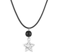 URBAN SPARKS Sweet Punk Star Spiral Pendant Necklace Set, Simple Ins Style Five-Pointed Star Choker for Women, Black Rope & Silver Chain Layered Necklaces, Trendy Couple Jewelry Gift (openwork)
