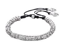 URBAN SPARKS Tibetan Mantra Bracelet for Men and Women - Handmade Adjustable Cord Bracelet with Engraved Alloy Beads, Vintage Spirituality Jewellery