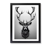 Urban Stag Framed Print for Living Room Bedroom Home Office Décor, Wall Art Picture Ready to Hang, Black A4 Frame (34 x 25 cm)