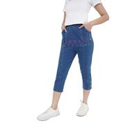 URBAN STITCH Cropped Jeans for Women UK Ladies Capri Plus Size Shorts Denim Cotton Summer Trouser Three Quarter 3/4 Length Pull On Cut Off High Waist (10, Denim)