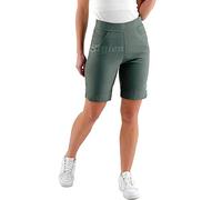URBAN STITCH Shorts for Women UK Ladies Cropped Capri Stretch Pull On Pants Smart Crop Trousers Summer Shorts Lounge Loungewear Elasticated Casual Clothes (8, Khaki)