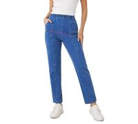 URBAN STITCH Trouser for Women UK Denim Casual Full Length Elasticated High Waist Pants with Stretch Light Weight Summer Straight fit Ladies Bottoms (18, Jeans Blue)
