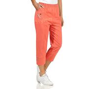URBAN STITCH Womens Capri Trousers Ladies Three Quarter Soft 3/4 Cropped Pants UK Ladies Stretch Pull on Trousers Elasticated Waist Plus Size Summer Shorts (24, Coral)