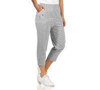 URBAN STITCH Womens Capri Trousers Ladies Three Quarter Soft 3/4 Cropped Pants UK Ladies Stretch Pull on Trousers Elasticated Waist Plus Size Summer Shorts (18, Grey)