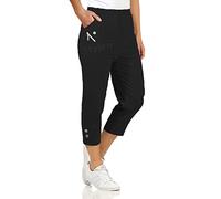 URBAN STITCH Womens Capri Trousers Ladies Three Quarter Soft 3/4 Cropped Pants UK Ladies Stretch Pull on Trousers Elasticated Waist Plus Size Summer Shorts (10, Black)