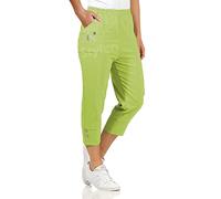 URBAN STITCH Womens Capri Trousers Ladies Three Quarter Soft 3/4 Cropped Pants UK Ladies Stretch Pull on Trousers Elasticated Waist Plus Size Summer Shorts (16, Lime)