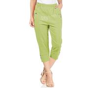 URBAN STITCH Womens Cropped Trousers Ladies Capri Pants Three Quarter Soft Women Stretch Pull on Trousers Elasticated Waist Plus Size Summer Shorts (10, Lime Green)