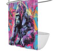Urban Street Art Shower Curtain Gorilla Monkey Pattern Fabric Cloth Shower Curtains for Nursery Bathroom Decor with Hooks Machine Washable 180 x 180 cm