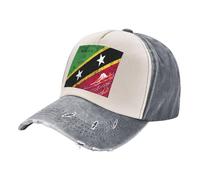 Urban Streetwear Cap with National Flag Print Urban Design Washed Denim for City Dwellers Gray One Size
