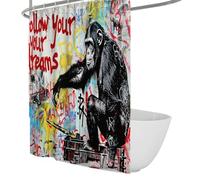 Urban Style Inspirational Shower Curtain Street Art Gorilla Graffiti Bathroom Curtain Waterproof Fabric Shower Curtains with Hooks 200 x 220 cm