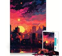 Urban Sunset 1000 Piece Jigsaw Puzzles Mind Challenge Toy High Precision Die Cut Amusing Challenge for Waiting Time (38x26cm)