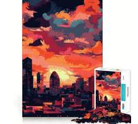Urban Sunset 1000 Pieces Puzzles for Teenagers Mind Boost Fun High Accuracy Cutting Craft Calming Mental Break Activity (38x26cm)