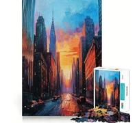 Urban Sunset Art Jigsaw Puzzle 1000 Piece Creative Skill Toy Clean Cut Sturdy Components Travel-friendly Brain Game Gift (50x75cm)