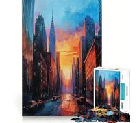 Urban Sunset Art Jigsaw Puzzles for Adults 1000 Mind Boost Game Uniform Size Precise Pieces Travel-friendly Brain Game Gift (38x26cm)