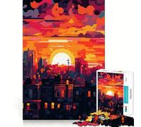 Urban Sunset Jigsaw 1000 Pieces for Teenagers Mind Boost Fun Zero Gap Captivating Leisure for Cozy Indoors (38x26cm)
