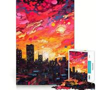 Urban Sunset Jigsaw for Teenagers 1000 Pieces Memory Fun Game Smooth Burr Free Surface Birthday Gift Brain Teaser Toy (38x26cm)