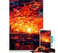 Urban Sunset Jigsaw Puzzle 1000 Piece Creative Skill Toy Clean Cut Sturdy Components Travel-friendly Brain Game Gift (38x26cm)