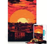 Urban Sunset Jigsaw Puzzle 1000 Piece Creative Skill Toy Clean Cut Sturdy Components Travel-friendly Brain Game Gift (38x26cm)