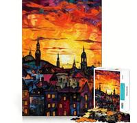 Urban Sunset Jigsaw Puzzle 1000 Piece Creative Skill Toy Clean Cut Sturdy Components Travel-friendly Brain Game Gift (50x75cm)