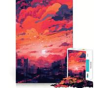 Urban Sunset Jigsaw Puzzle 1000 Think Boost Game Tight Lock No Loose Pieces Interactive Brain Challenge for Home (38x26cm)