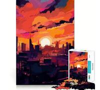 Urban Sunset Jigsaw Puzzles 1000 Cognitive Skill Toy Smooth Burr Free Surface Relaxing Indoor Group Activity (38x26cm)