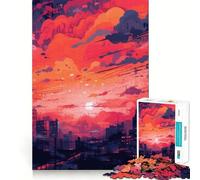 Urban Sunset Jigsaw Puzzles for Adults 1000 Think Boost Game Precise Interlock Structure Easy to Learn Family Enjoyment (50x75cm)