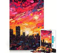 Urban Sunset Jigsaw Puzzles1000 Pieces Recall Skill Fun Professional Grade Cutting Thoughtful Gift for Mind Activity (50x75cm)