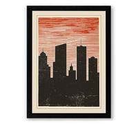 Urban Sunset Skyline Modern Framed Wall Art Print A2 (59.4×42cm) Black, Wall Decor for Living Room, Bedroom, Office & Home, Ready to Hang, Art Gift