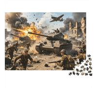 Urban Tank Battle Puzzle for Adults 1000 Piece Recycled WW2 Puzzles for Elderly Impossible Hard Difficult Challenging Great Gift Idea for Women 70x50cm/1000pcs