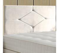 Urban Textures 26" Luna Plush Velvet Diamond Design Headboard - Cream