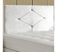 Urban Textures 26" Luna Plush Velvet Diamond Design Headboard - White