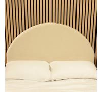 Urban Textures - Lunara Luxury 26" High Boucle Fabric Upholstered Round Headboard - Cream