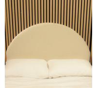 Urban Textures - Lunara Luxury 26" High Velvet Fabric Upholstered Round Headboard - Cream